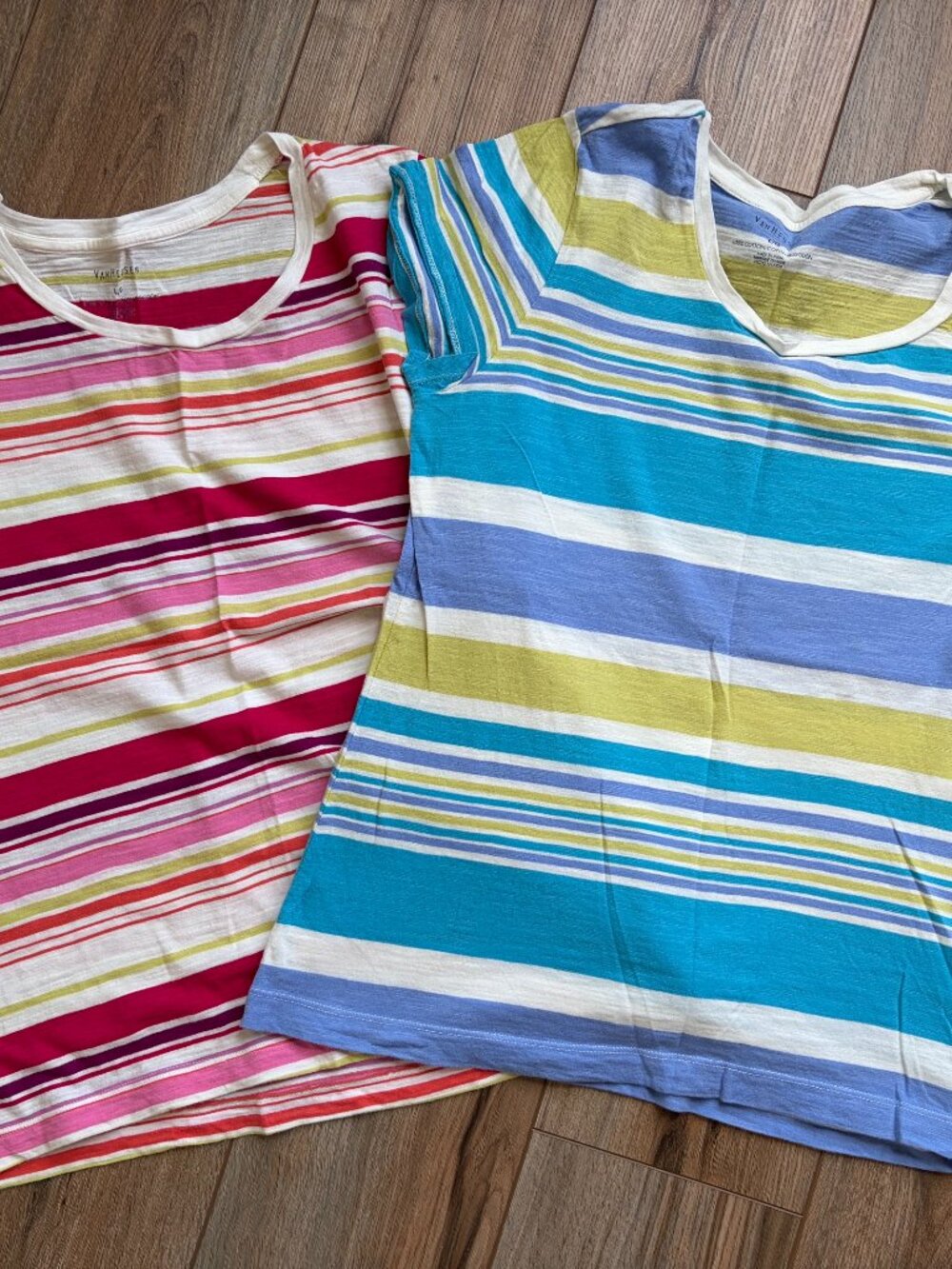 Bundle of 2 Ladies short sleeve shirts Van Heusen large striped